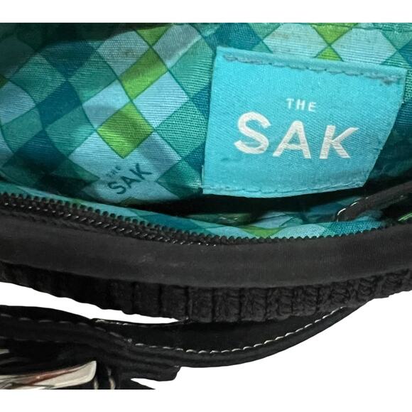 The Sak Purse Black Crochet Crossbody Bag Classic  Slim Zipper 7x7” Style 4516 - Picture 12 of 13